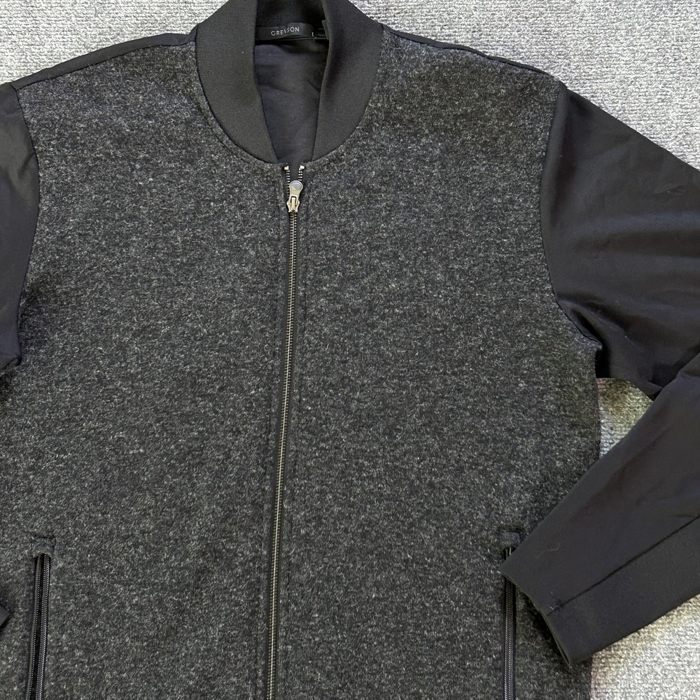 Greyson Jacket Mens Large Black Wool Blend Softshell Bomber Full Zip Golf Casual